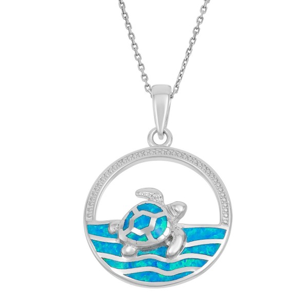 Sterling Silver Created Swimming Pendant