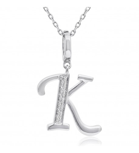 Diamond Initial Pendant Sterling Silver