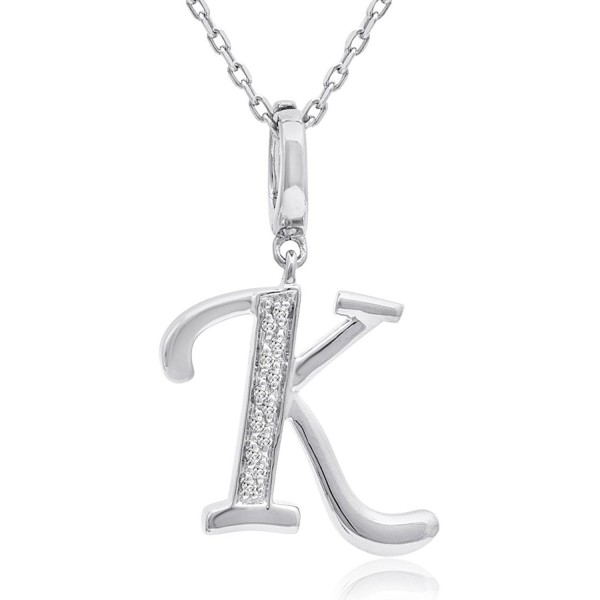 Diamond Initial Pendant Sterling Silver