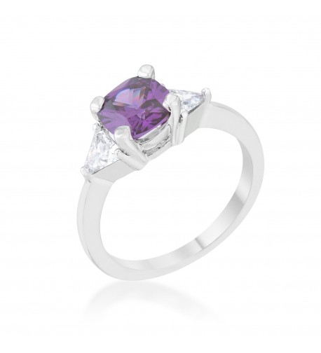 Amethyst Rhodium Cushion Classic Statement