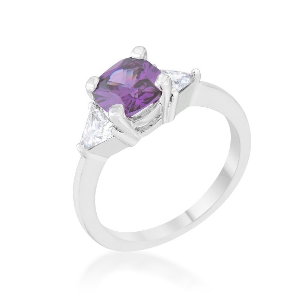 Amethyst Rhodium Cushion Classic Statement