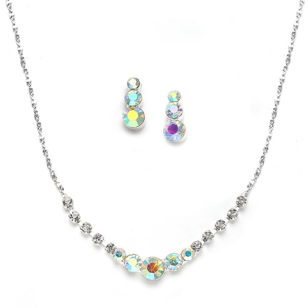 Mariell Genuine Rhinestone Necklace Earrings