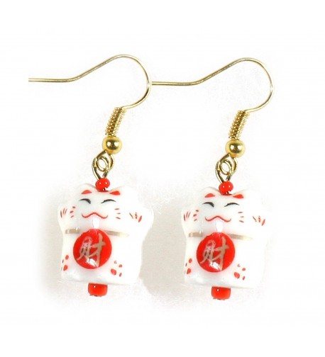 Little Maneki Beckoning Porcelain Earrings