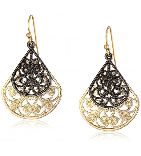 1928 Jewelry Black Tone Filigree Earrings