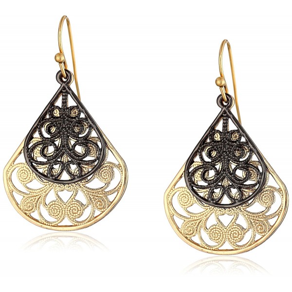 1928 Jewelry Black Tone Filigree Earrings