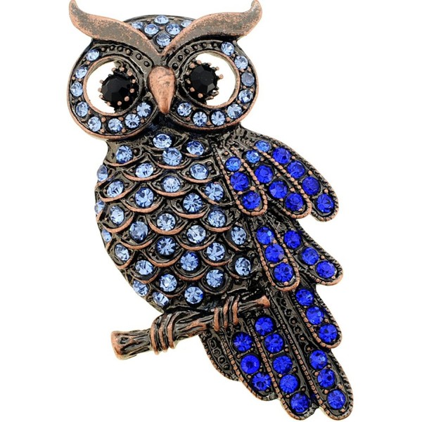 Vintage style Sapphire Owl Bird Pin Brooch - CA115S7XVZD