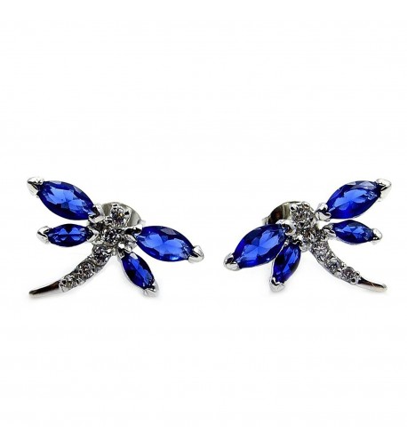 Sterling Silver Blue Dragonfly Earrings