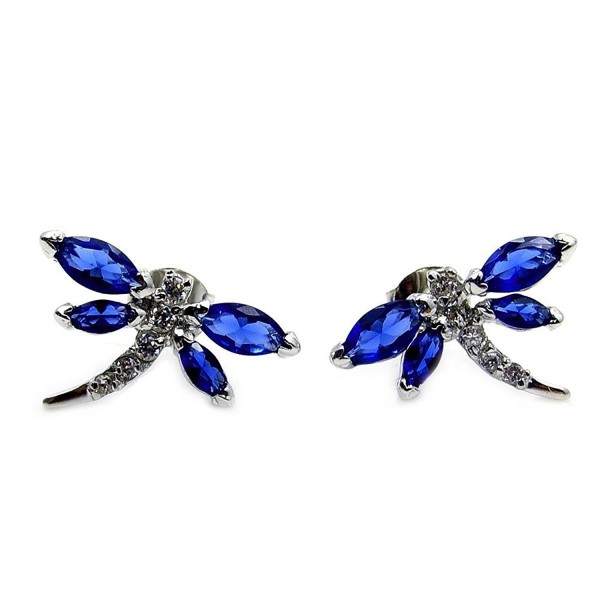 Sterling Silver Blue Dragonfly Earrings