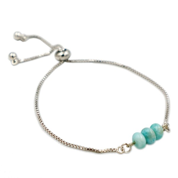 Natural Stone Larimar Chain Bracelet