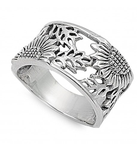 Sterling Silver Womens Sunflower Flower