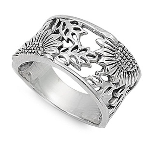 Sterling Silver Womens Sunflower Flower