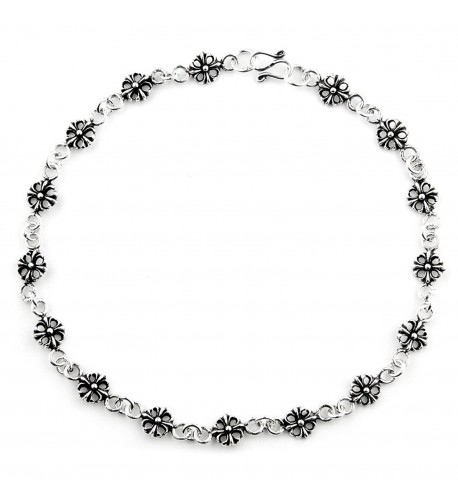 STERLING SILVER ANKLET round floral