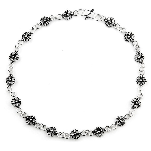 STERLING SILVER ANKLET round floral