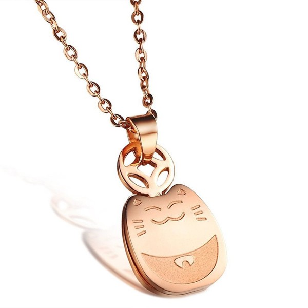 Korean Maneki neko Fortune Pendant Necklace