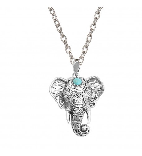 SUNSCSC Vintage Elephant Turquoise Necklace