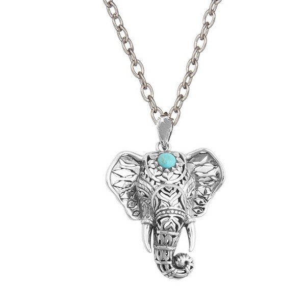 SUNSCSC Vintage Elephant Turquoise Necklace
