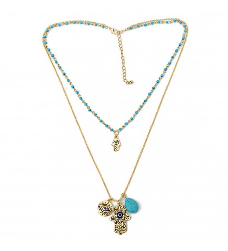 Bluelans Turquoise Fatima Pendant Necklace