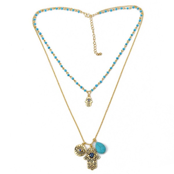 Bluelans Turquoise Fatima Pendant Necklace