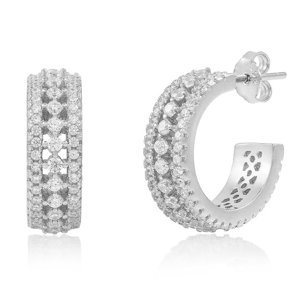 Rhodium Plated Sterling Zirconia Earrings