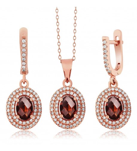 Checkerboard Garnet Plated Pendant Earrings