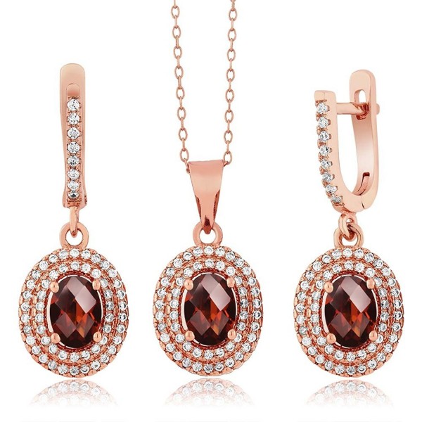 Checkerboard Garnet Plated Pendant Earrings