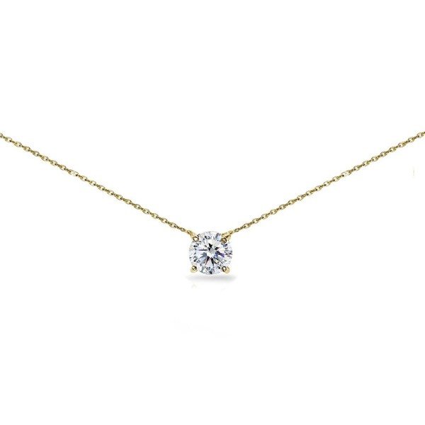 Flashed Sterling Solitaire Necklace Swarovski