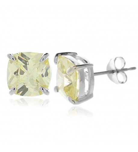 Sterling Silver Zirconia Cushion Earrings