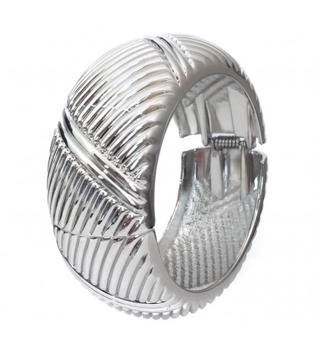 Silver Pattern Hinged Bangle Bracelet