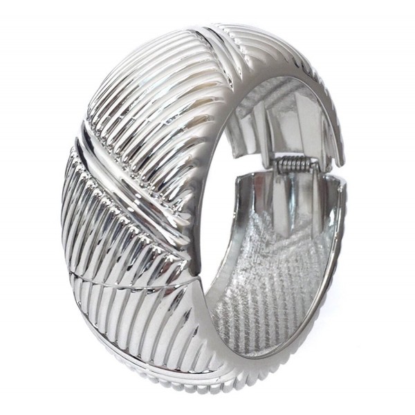 Silver Pattern Hinged Bangle Bracelet