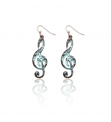 Patina Treble Clef Drop Earrings