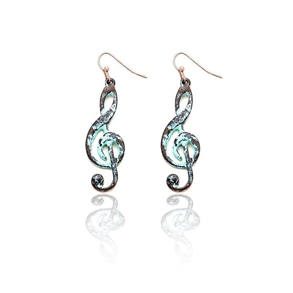 Patina Treble Clef Drop Earrings