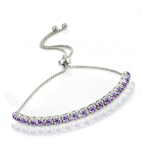 Sterling Amethyst Adjustable Pull string Bracelet