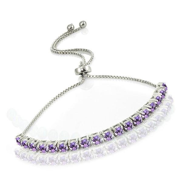 Sterling Amethyst Adjustable Pull string Bracelet