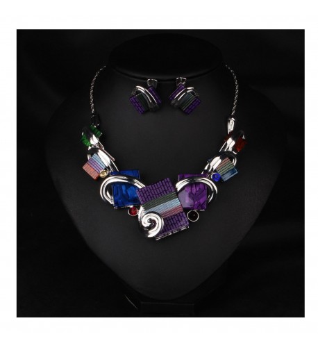 Hamer Multi color Statement Necklace Earrings