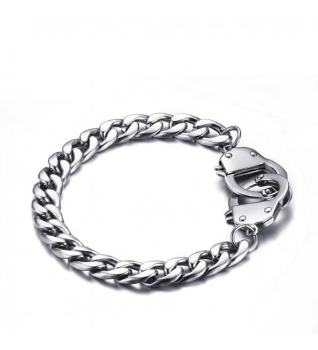 HOUSWEETY Stainless Figaro Handcuff Bracelet