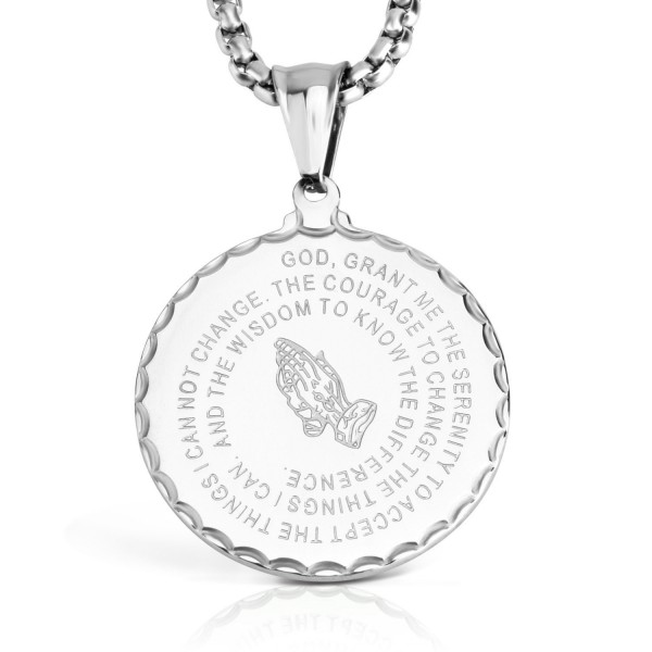 Stainless Necklace HandsCoin Embossed scripture