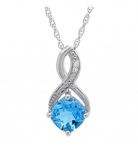 Swiss Diamond Pendant Necklace Sterling Silver