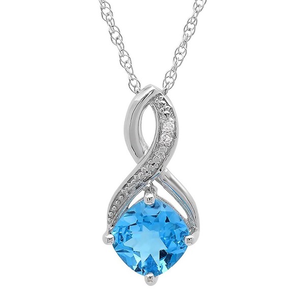 Swiss Diamond Pendant Necklace Sterling Silver