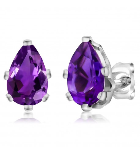 Amethyst Sterling Silver 6 Prong Earrings