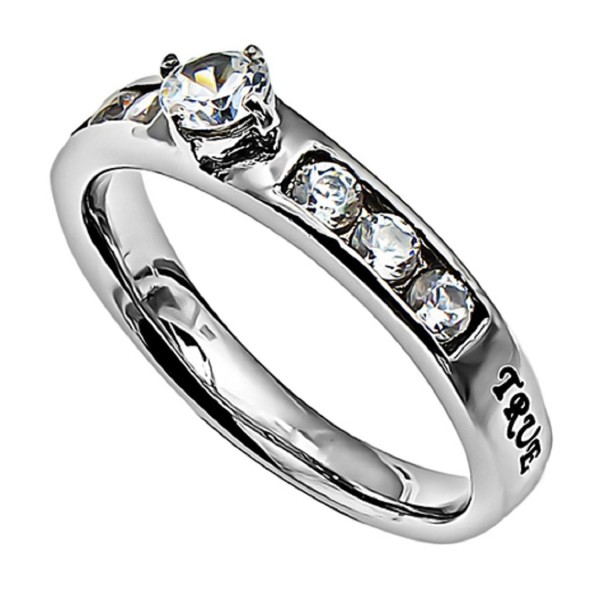 Princess Solitaire Promise Silvertone Stainless