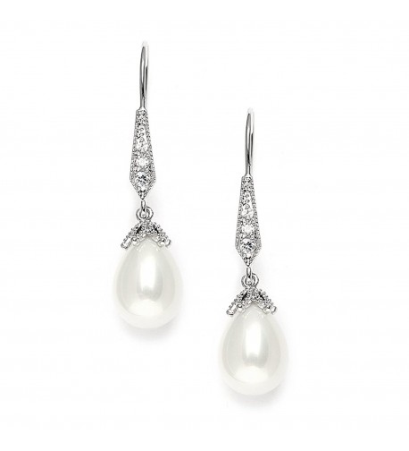 Mariell Vintage Teardrop Earrings Platinum