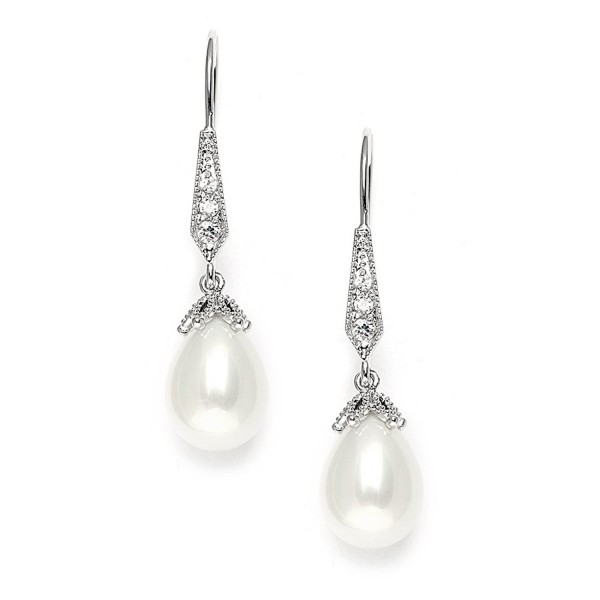 Mariell Vintage Teardrop Earrings Platinum