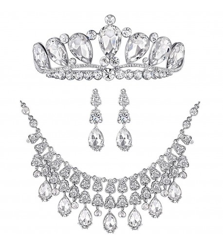 Bella Vogue Rhinestone Earrings Necklace Crown NO 284