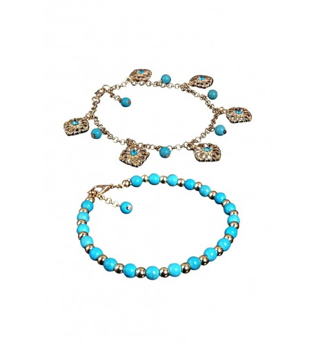 SODIAL Rhinestone Flower Turquoise Anklet