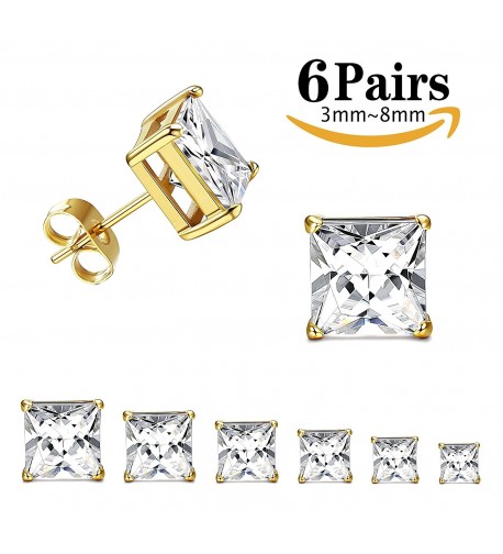 Thunaraz Surgical Earrings Princess Zirconia