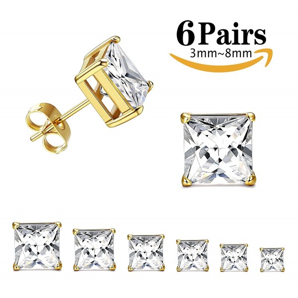 Thunaraz Surgical Earrings Princess Zirconia