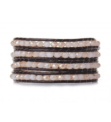 Crystal Bracelet Handmade Leather Multilayer