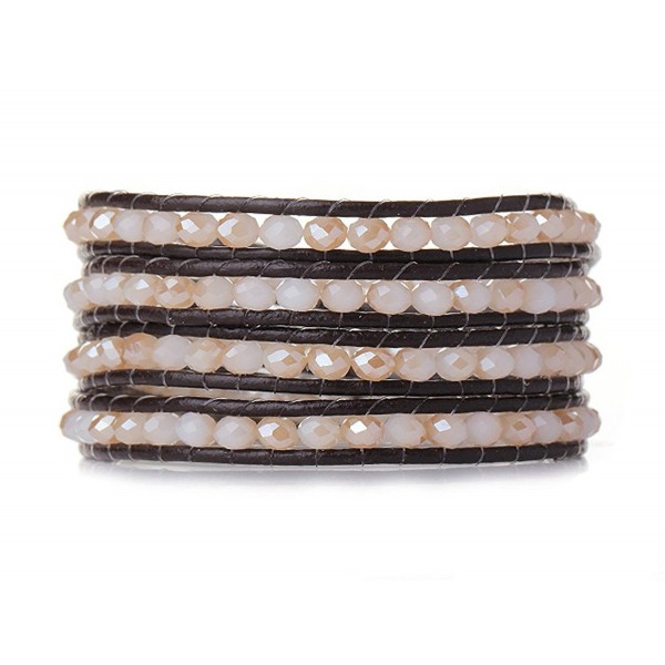 Crystal Bracelet Handmade Leather Multilayer