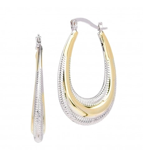 Tone Textured Long Oval Earrings