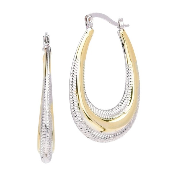 Tone Textured Long Oval Earrings